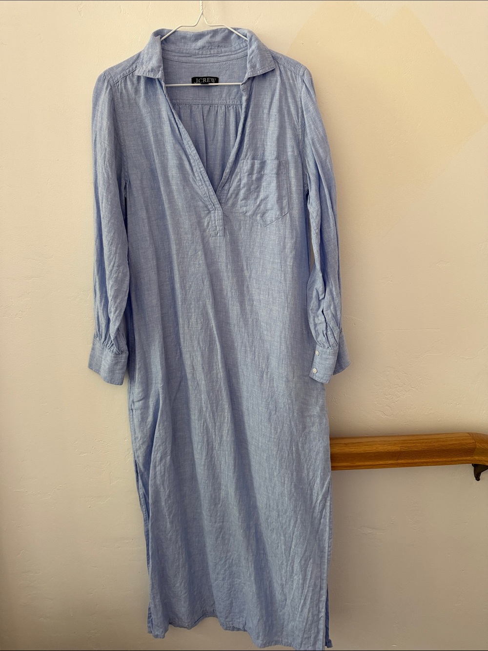 J. Crew Light Blue Linen Maxi Shirt Dress